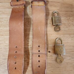 LV Brown Leather Bag Straps and Locks